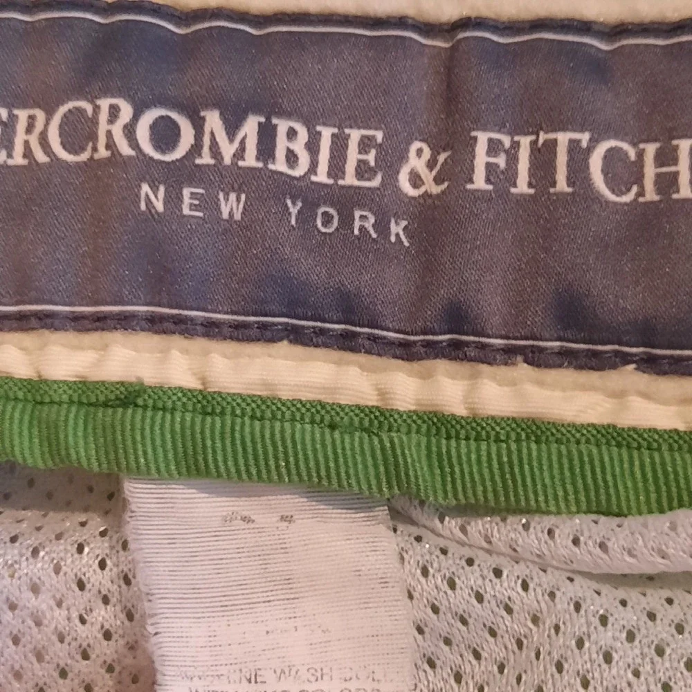 Vtg Abercrombie & Fitch Swim‎ Trunks Mens 36? Green Hawaiian Y2K Cargo Lined
